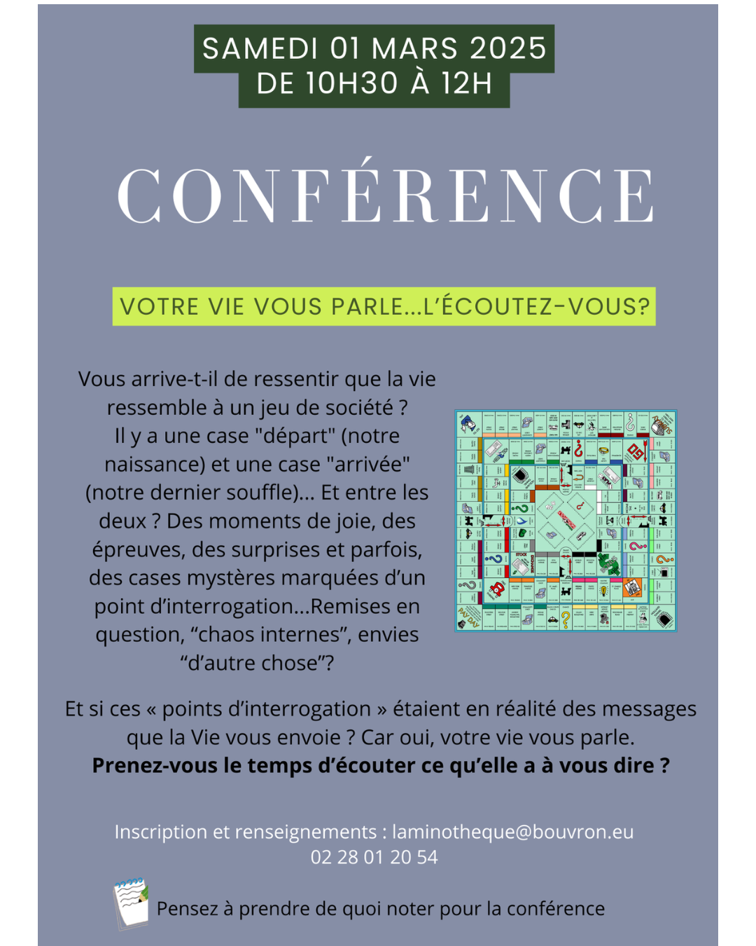 Conférence interactive "Votre vie vous parle. L'écoutez-vous?"
